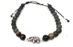 PULSERA ELEFANTE DE PLATA CON PIEDRA OJO DE TIGRE